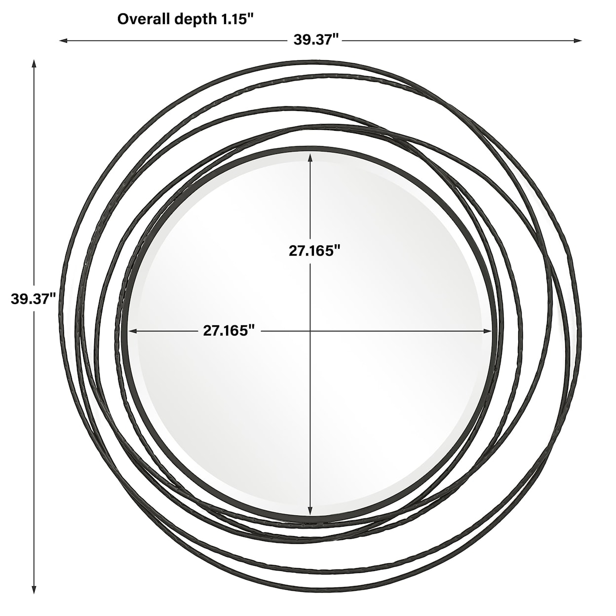 Uttermost Mirrors - Round Whirlwind Black Round Mirror