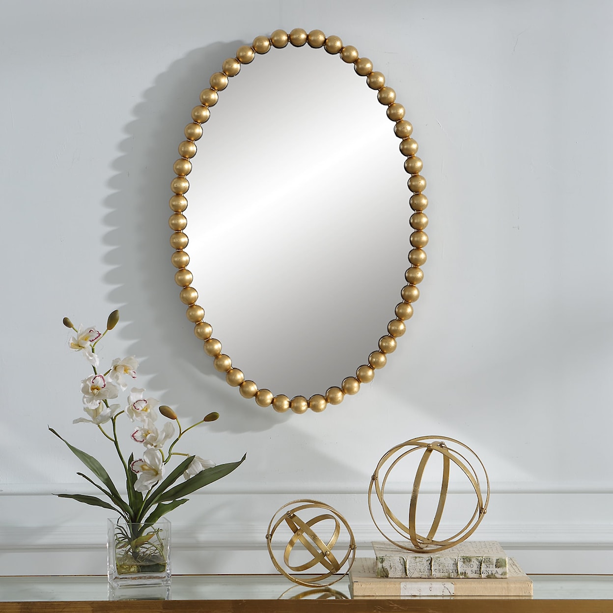Uttermost Serna Oval Wall Mirror with Gold Mirror Trim