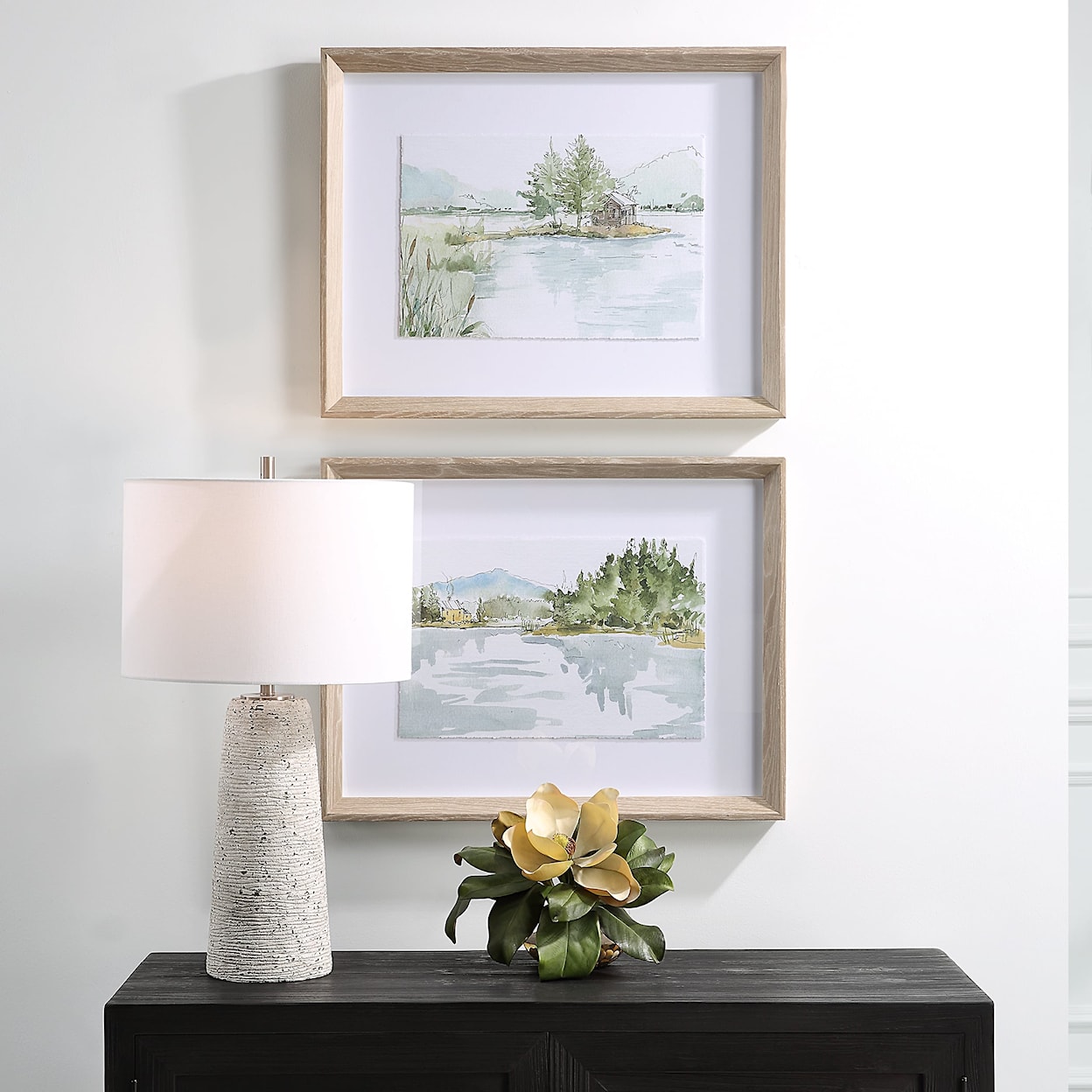 Uttermost Serene Serene Lake Framed Prints Set/2