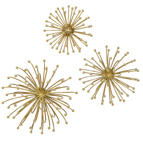Contemporary Gold Metal Wall Decor, S/3