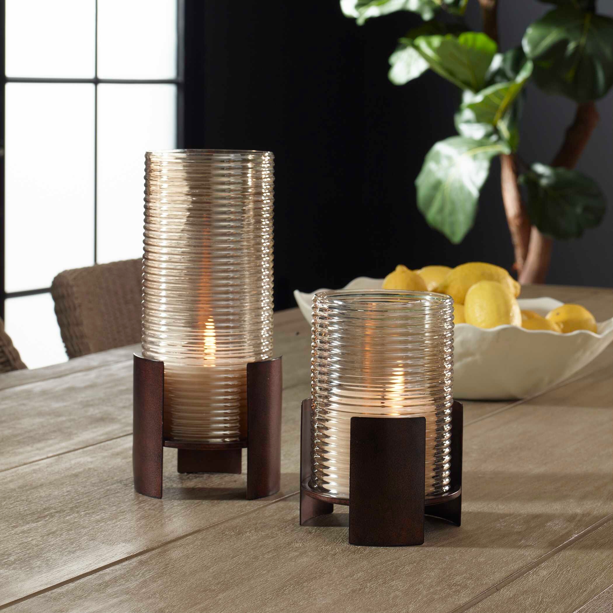 Uttermost Fluted Fire Fluted Fire Cylinder Candleholders