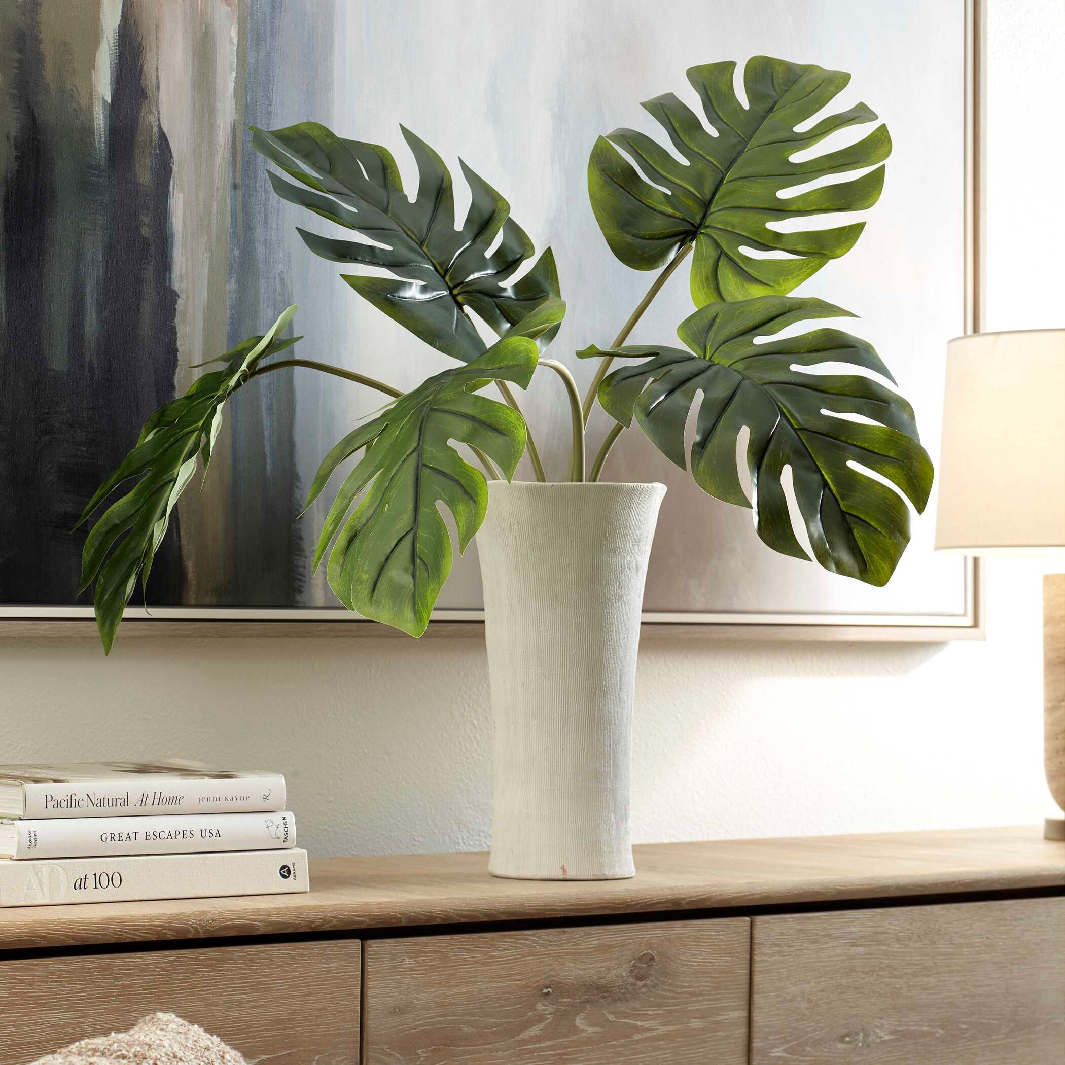 Muse Monstera White Vase Centerpiece