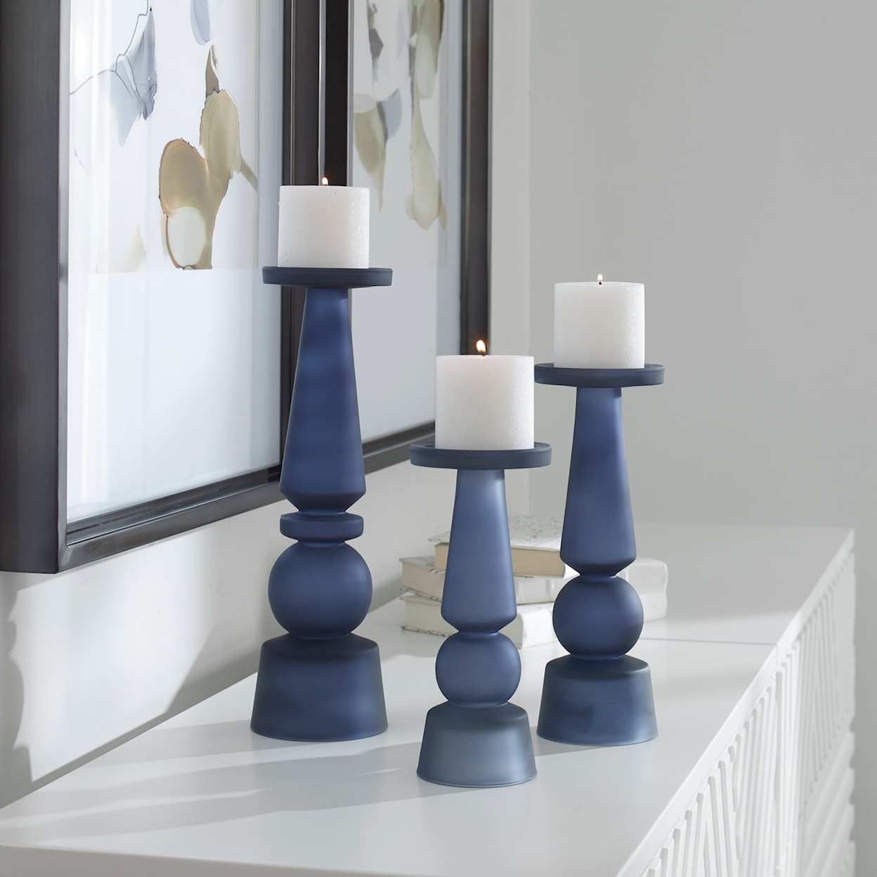 Uttermost Accessories - Candle Holders Cassiopeia Blue Glass Candleholder