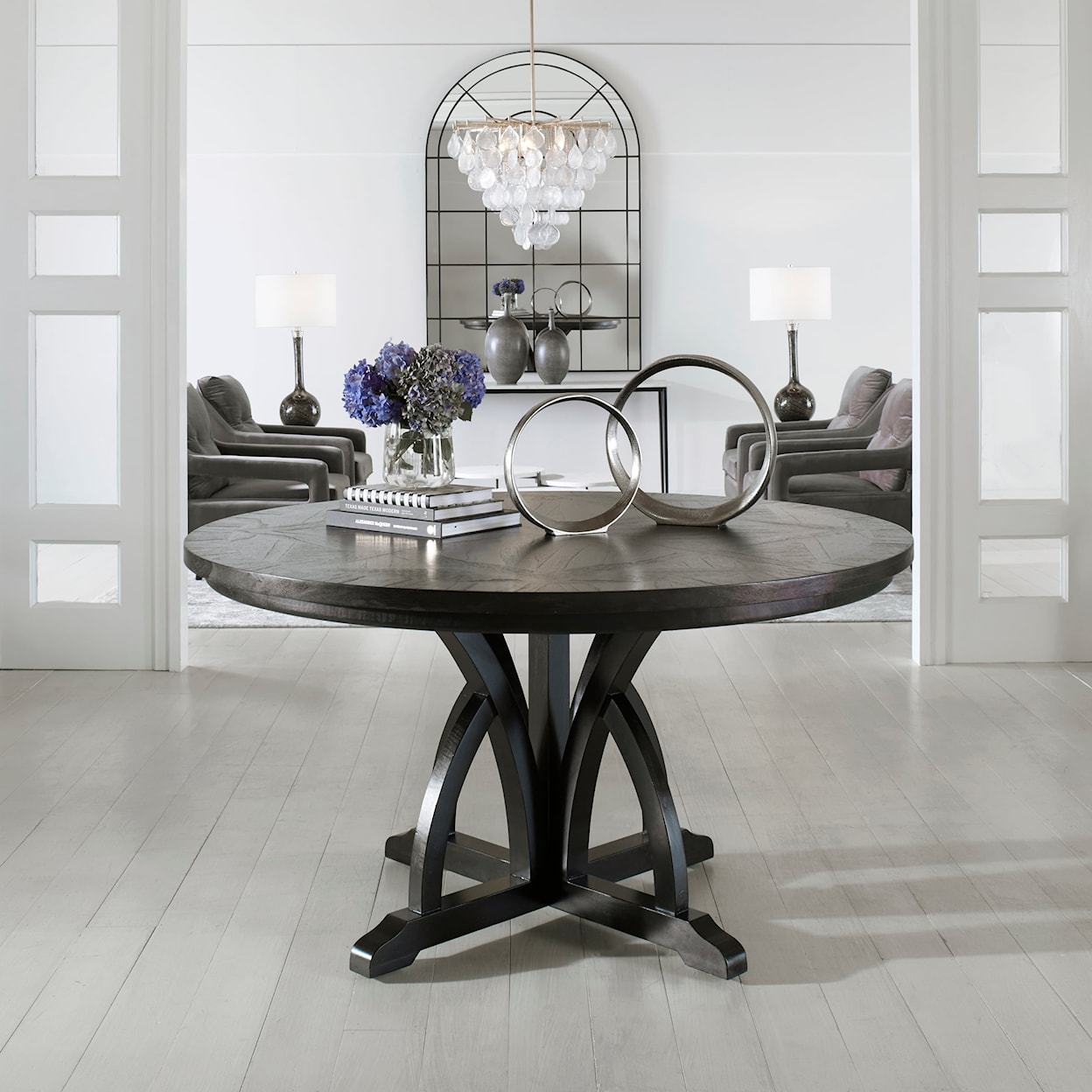 Uttermost Accent Furniture Maiva Round Black Dining Table