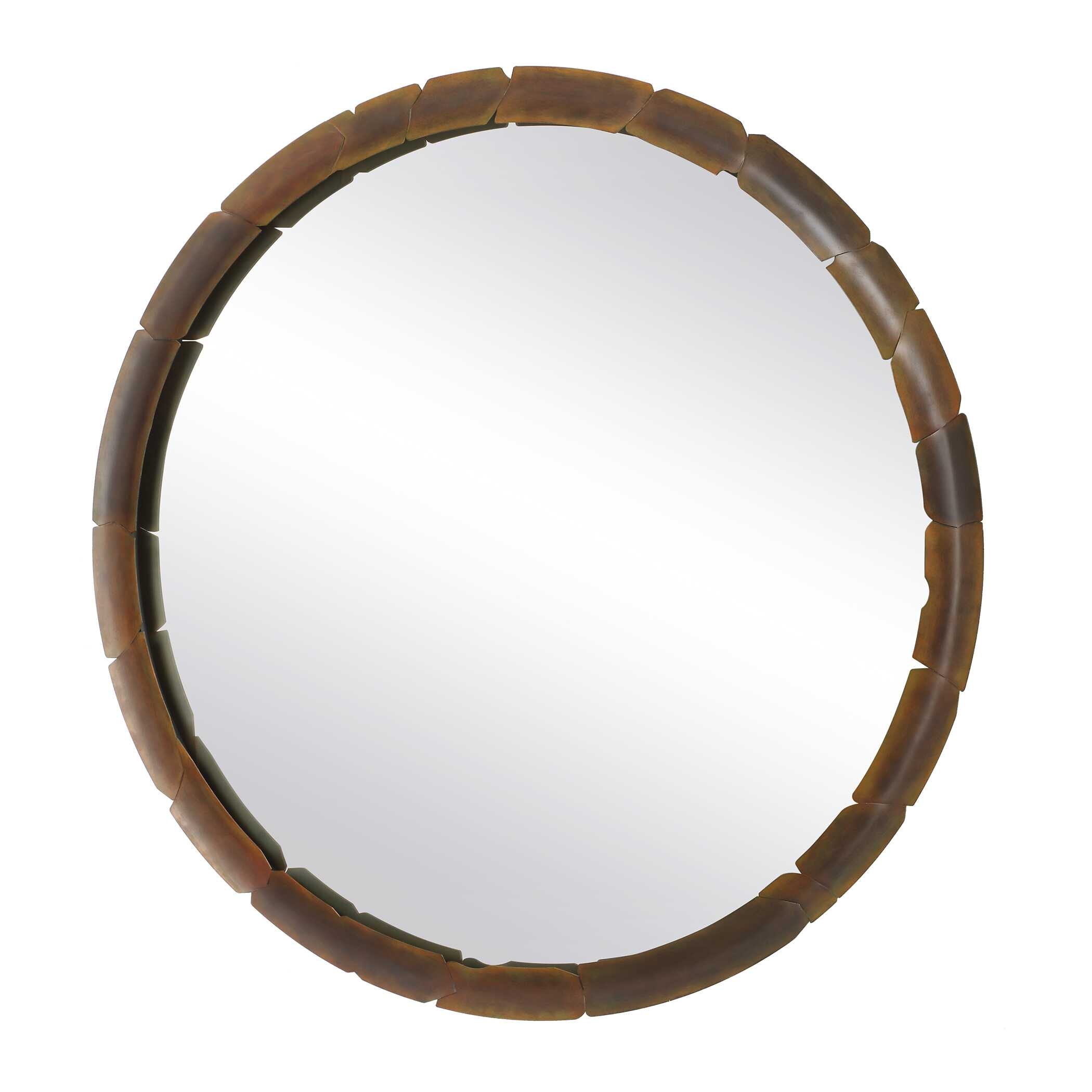 Auger Amber Glass Round Mirror