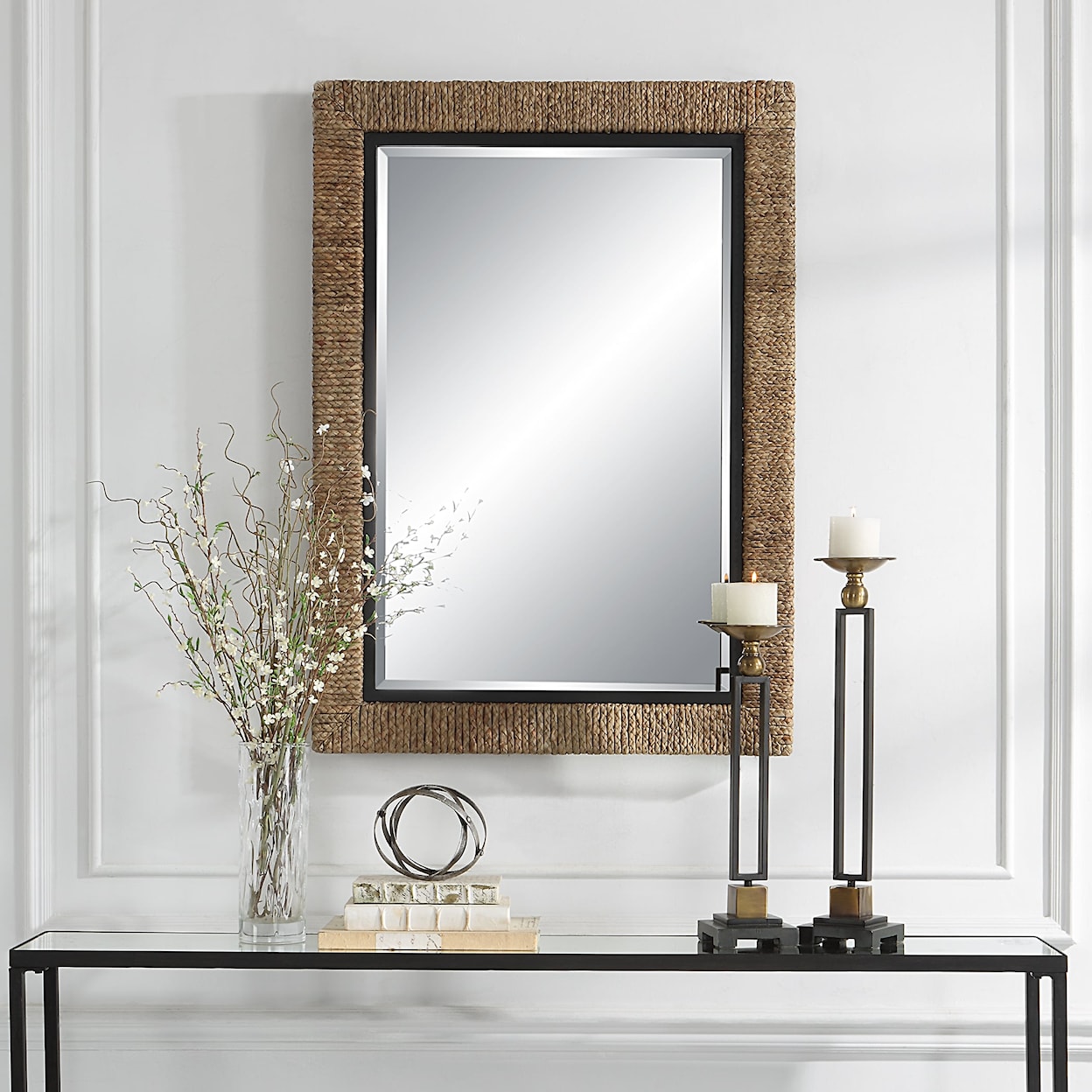 Uttermost Island Island Braided Straw Mirror