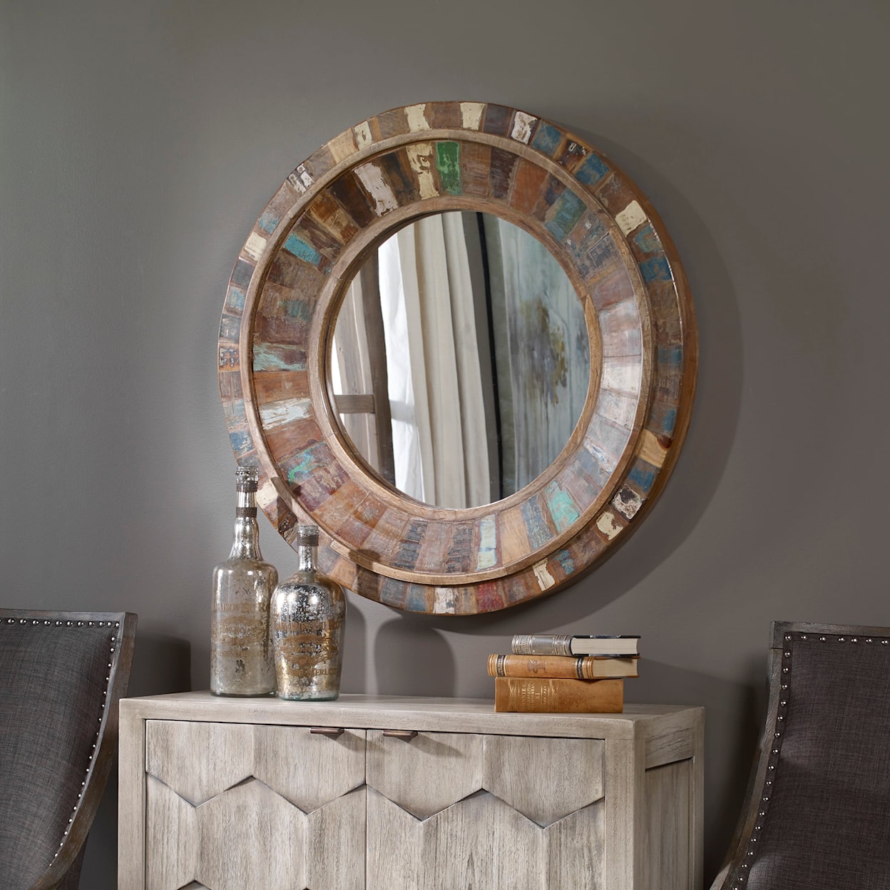 Uttermost Mirrors - Round Jeremiah Round Wood Mirror