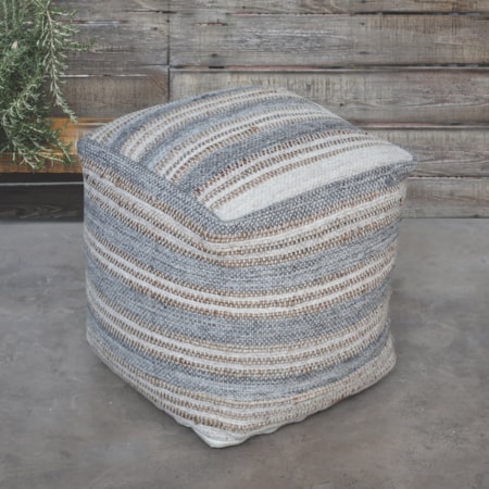 Mesick Handwoven Gray Pouf