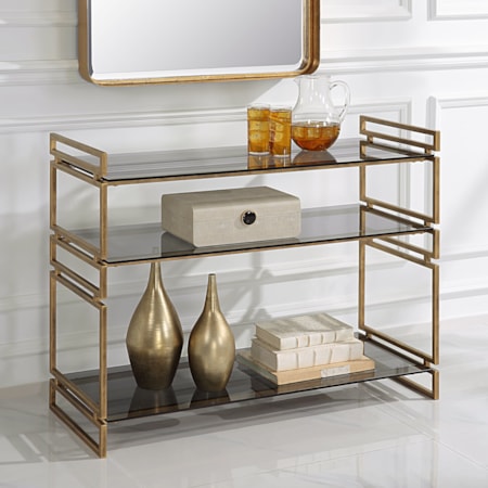 Stacked Up Gray Glass Console Table