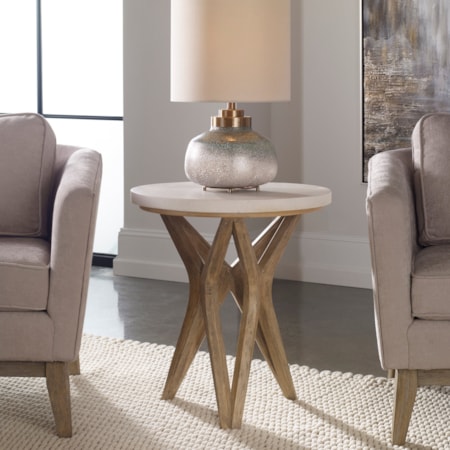 Marnie Limestone Accent Table