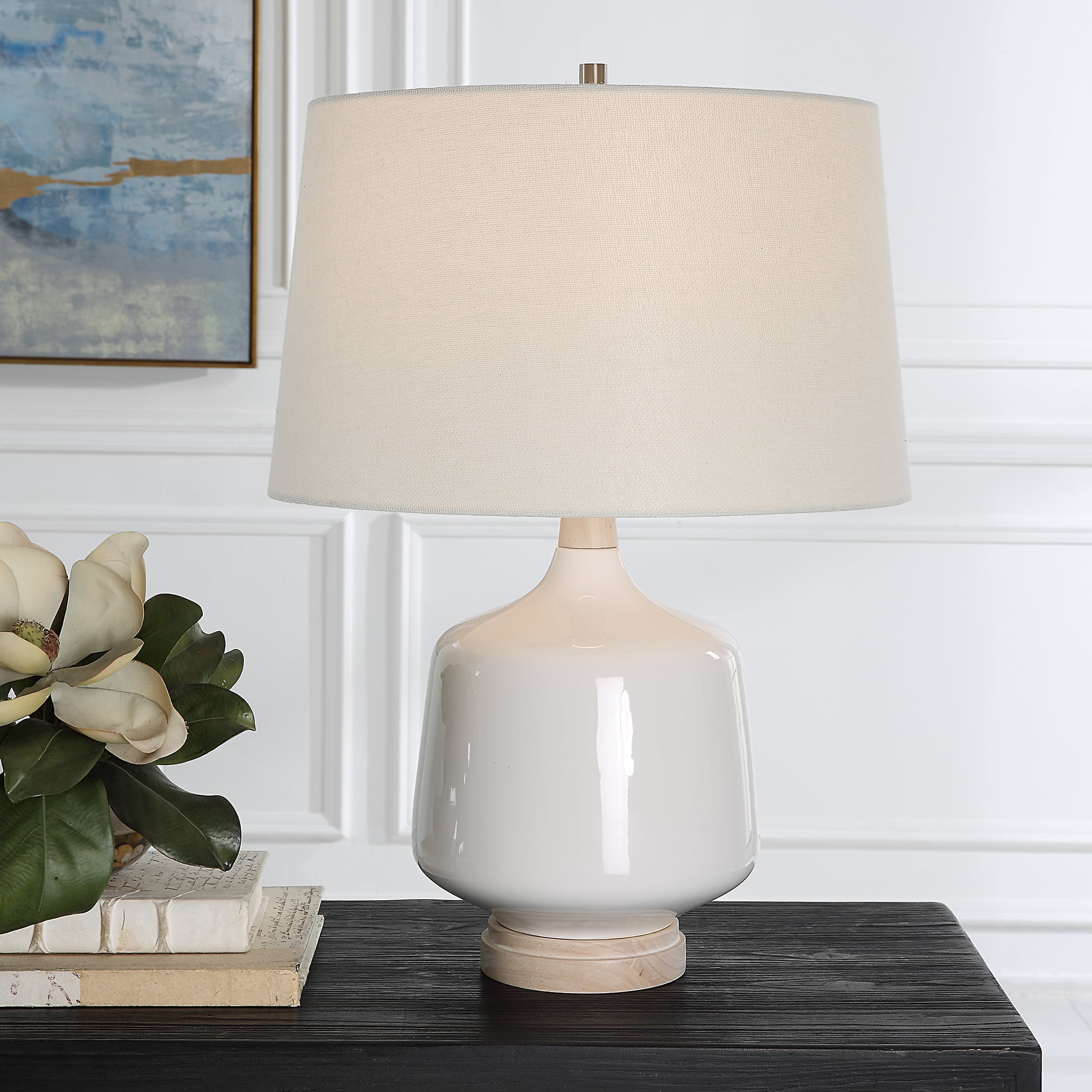 Uttermost Opal Opal Gloss White Table Lamp
