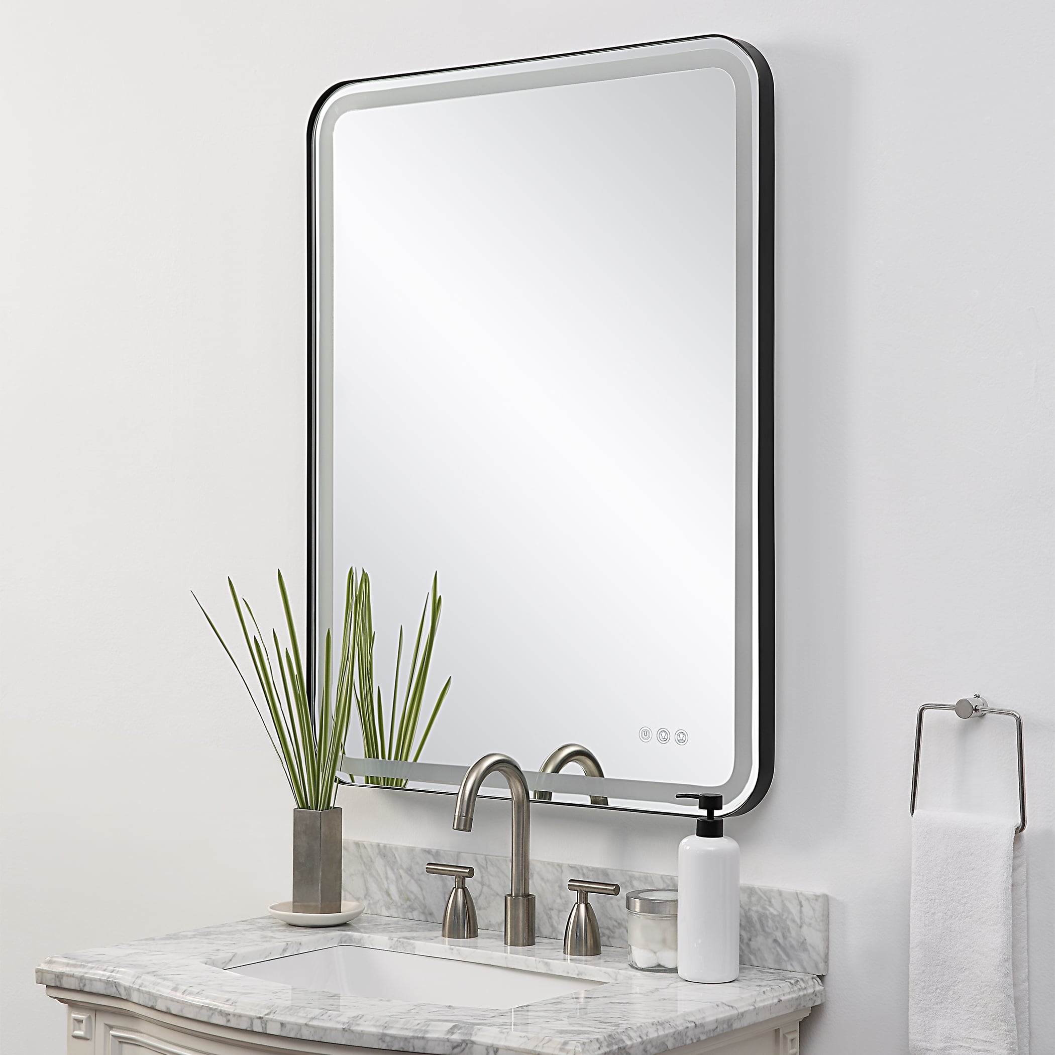 Crofton Lighted Black Large Mirror
