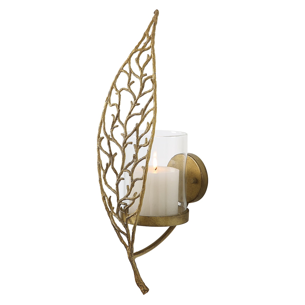 Uttermost Woodland Treasure Aged Gold Candle Sconce