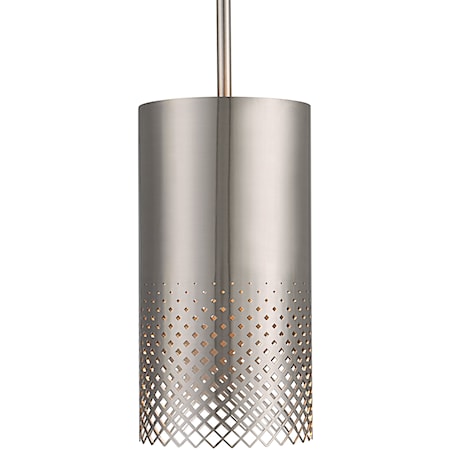 Manheim 1 Light Nickel Cylinder Pendant