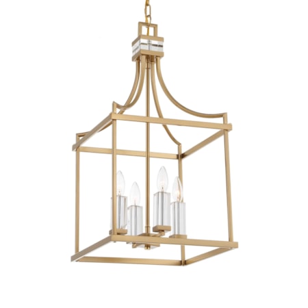 Montreal 4 Light Brass Lantern Pendant