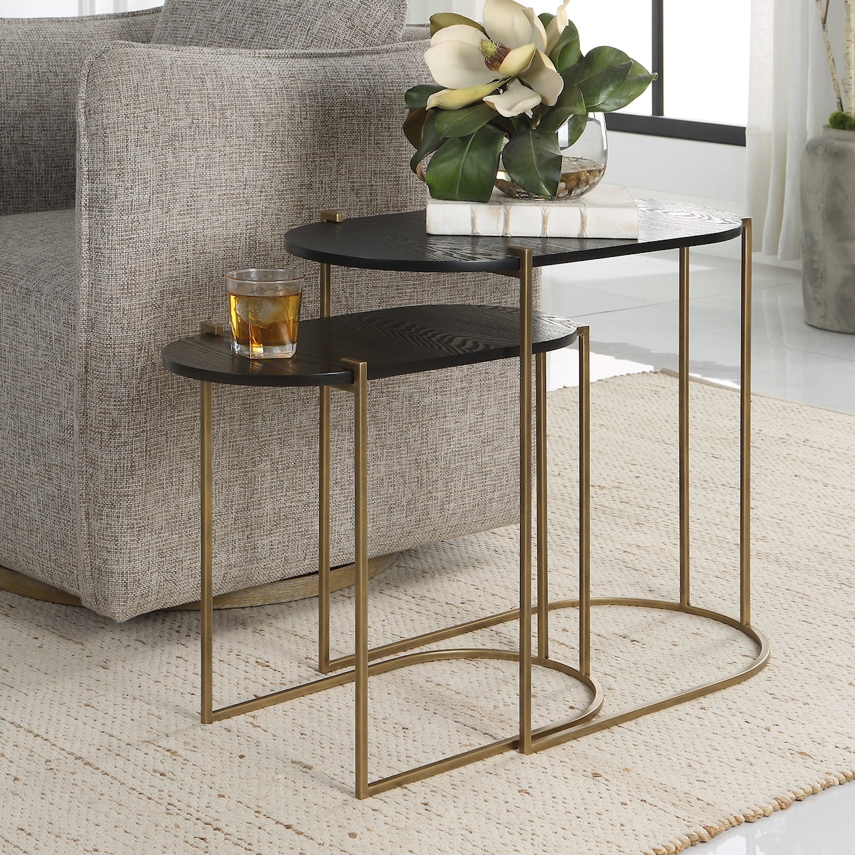 Uttermost Aztec Ash Veneer Nesting Tables, Set of 2