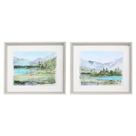 Plein Air Reservoir Watercolor Prints, S/2