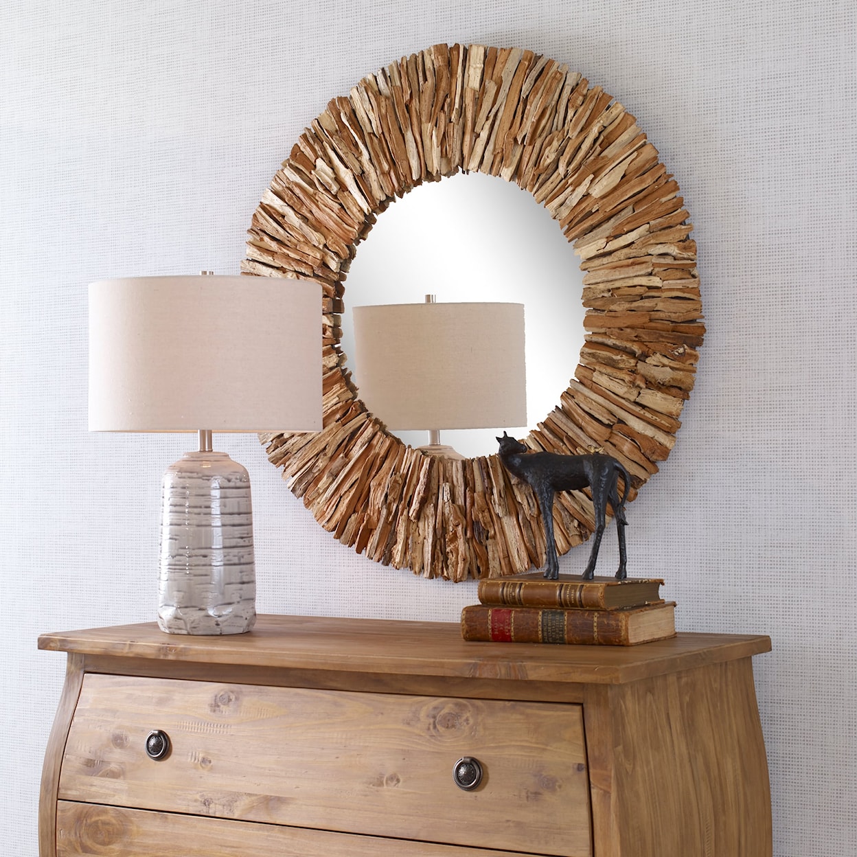 Uttermost Teak Branch Teak Branch Natural Round Mirror