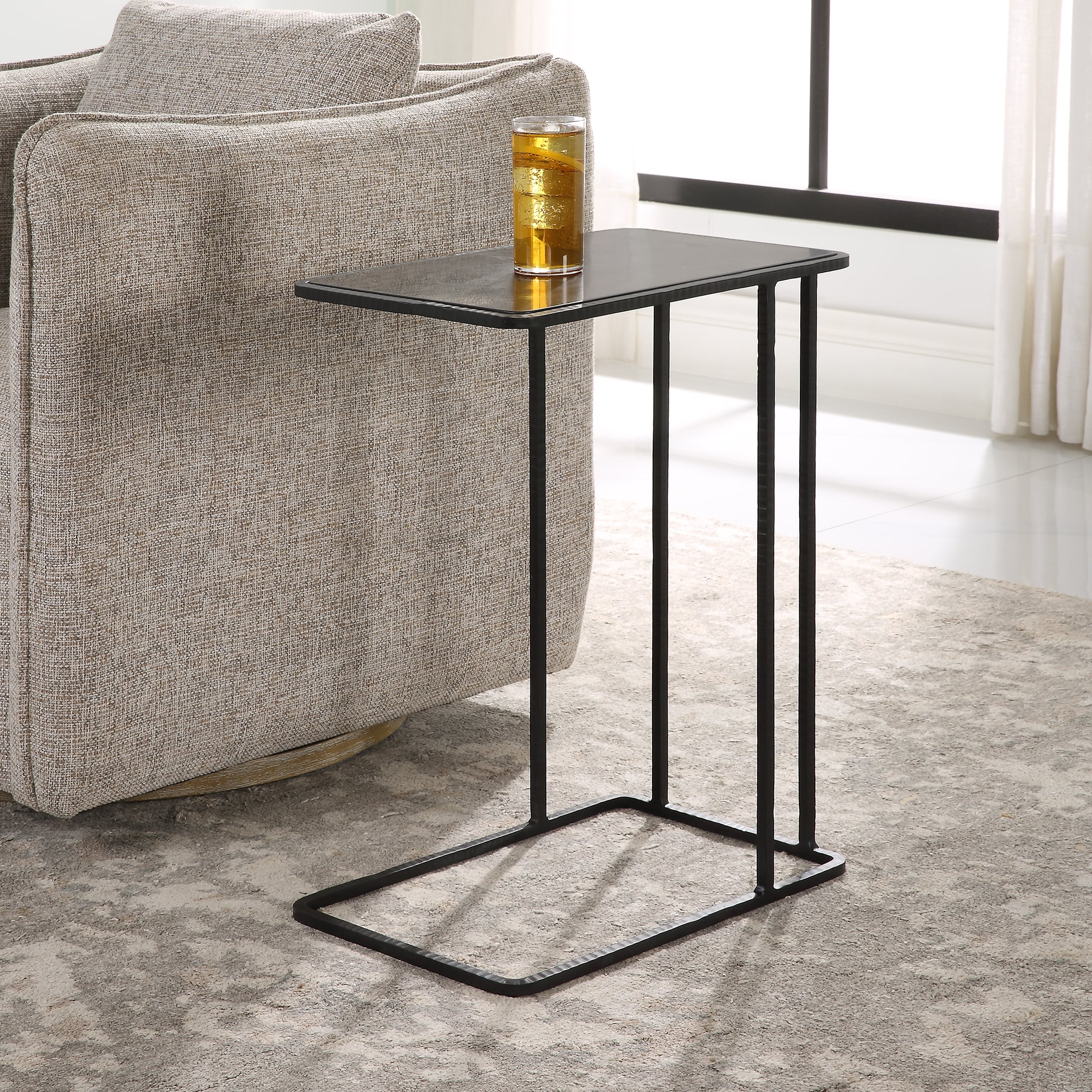 Uttermost Cavern Iron Accent Table with Stone Top