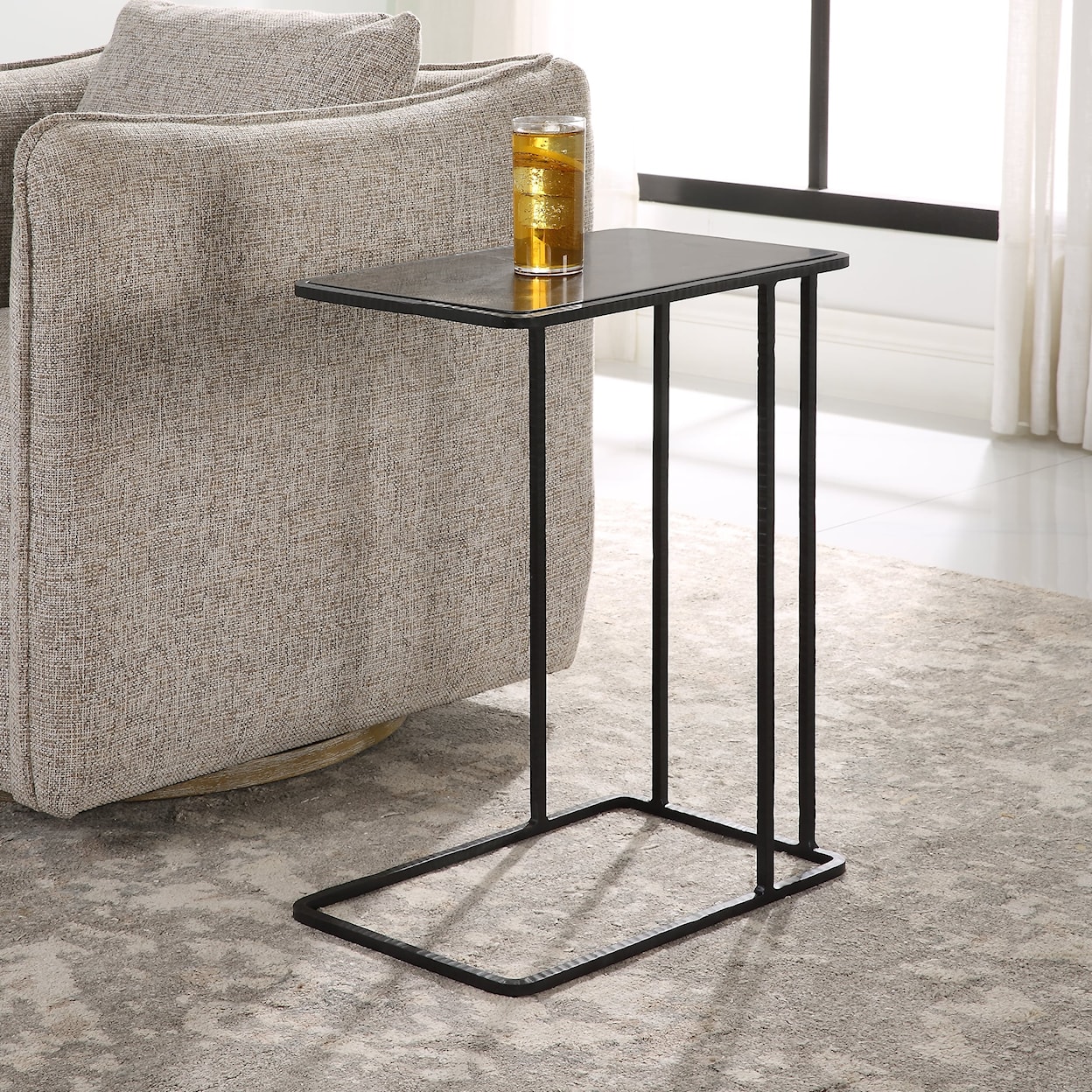 Uttermost Cavern Iron Accent Table with Stone Top