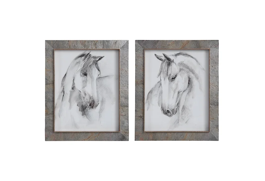 Framed Prints Equestrian Watercolor Framed Prints, S/2 by Uttermost at Mueller Furniture