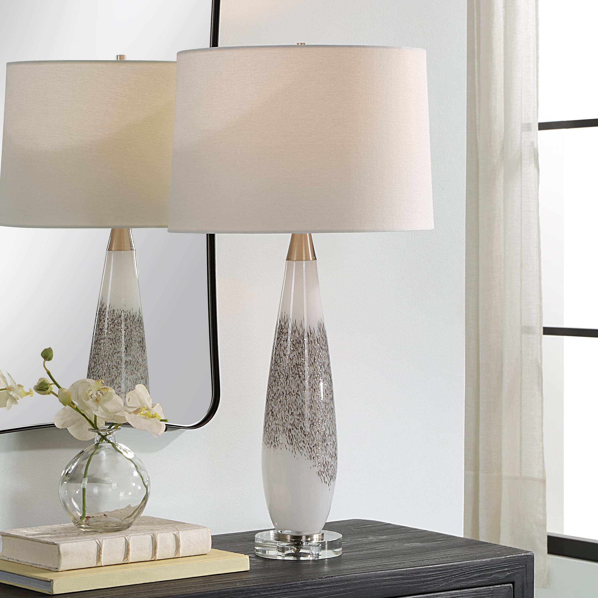 Quinn White &amp; Silver Table Lamp