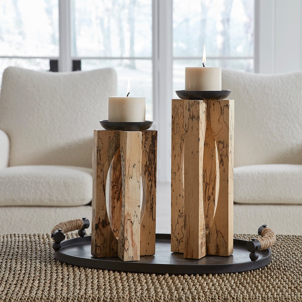 Uttermost Ilva Ilva Wood Candleholders Set/2