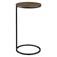 Industrial Round Accent Table with Plated Antique Top