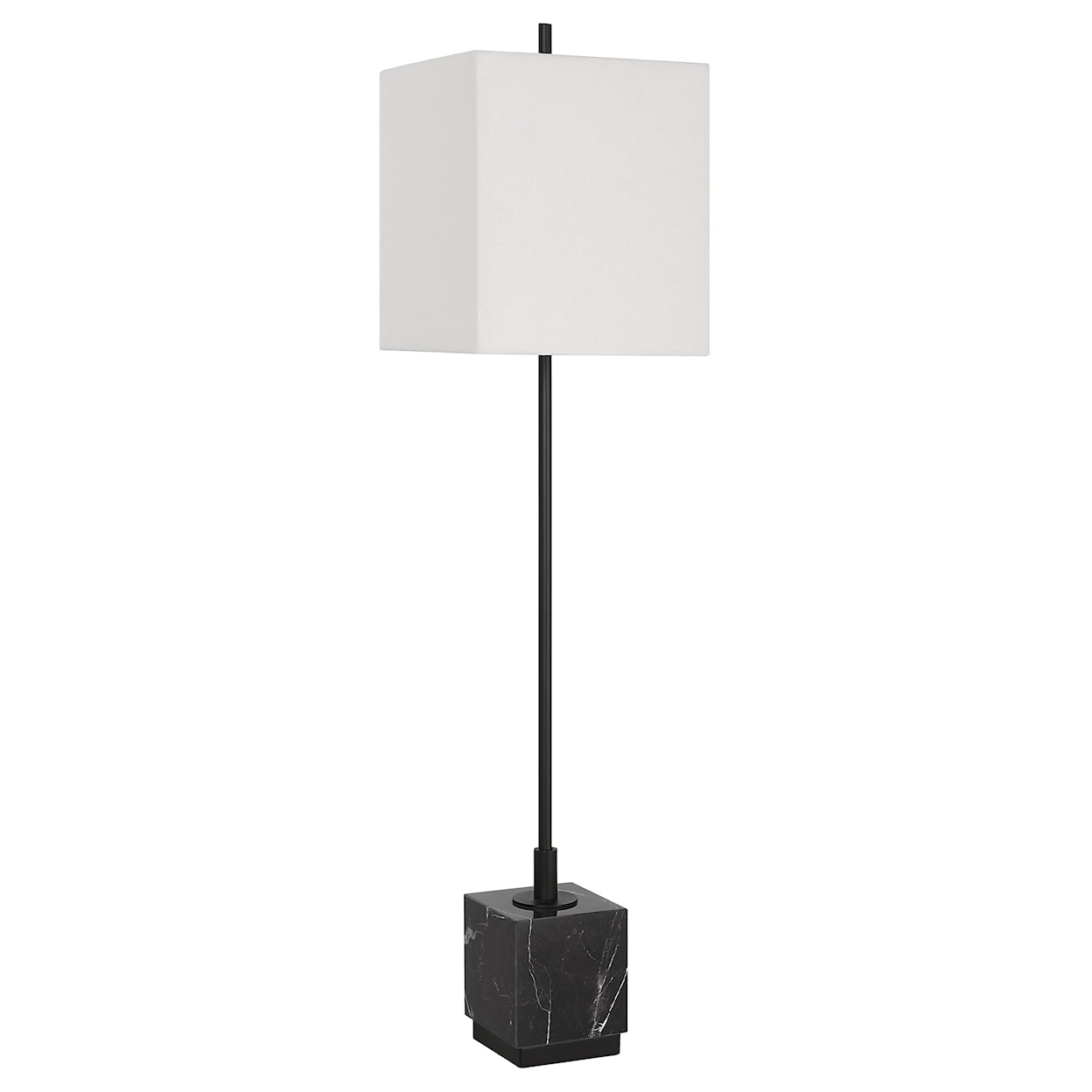 Uttermost Escort Black Buffet Lamp with A Marble Block Foot
