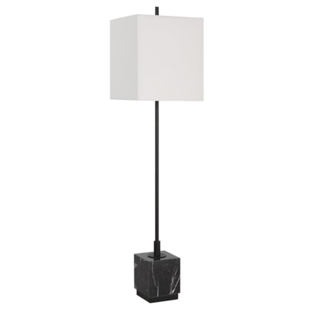 Black Buffet Lamp with A Marble Block Foot