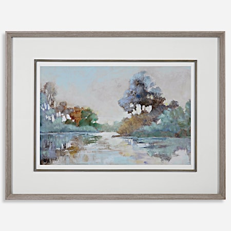 Morning Lake Watercolor Framed Print