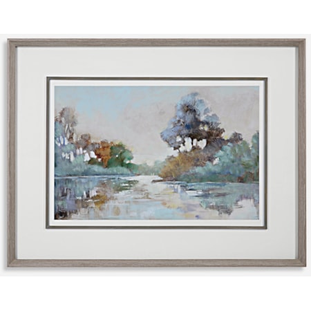 Morning Lake Watercolor Framed Print