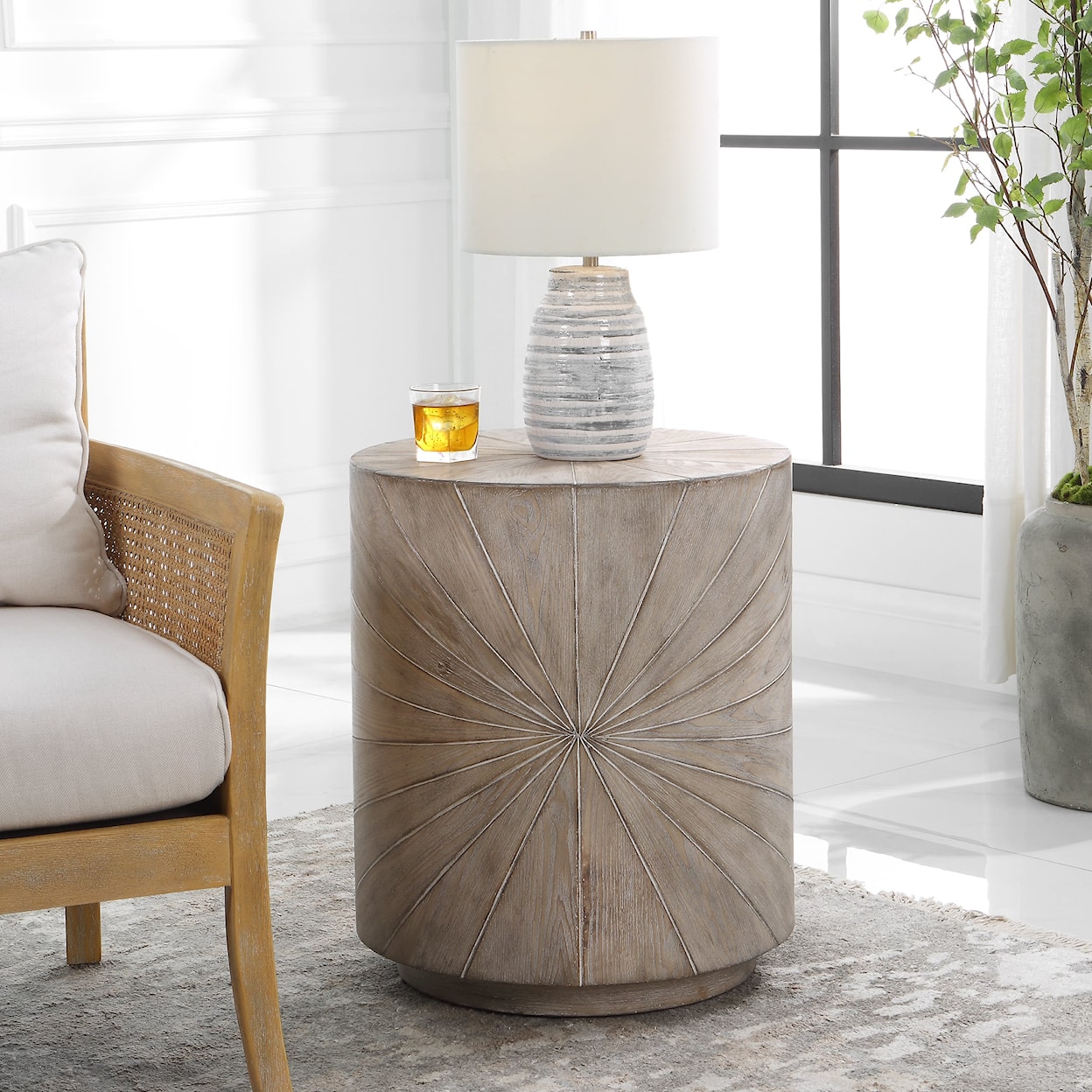 Uttermost Starshine Fir Wood Veneer Side Table