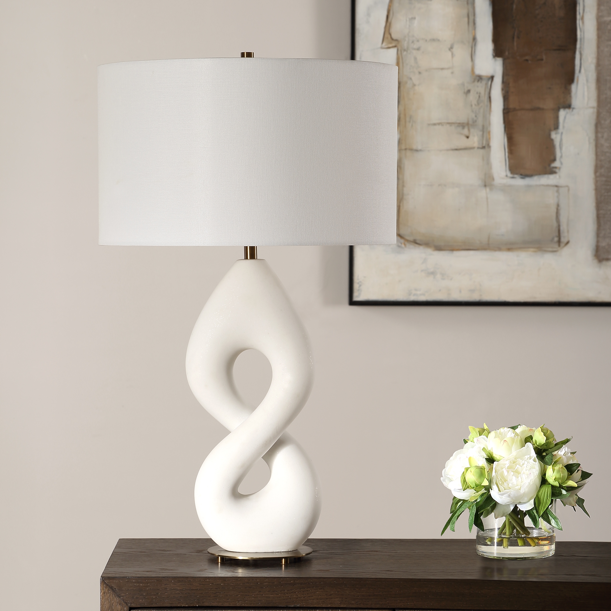 Meridian Ivory Stone Table Lamp