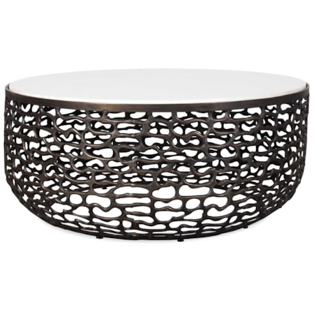 Sabena White Marble Outdoor Coffee Table