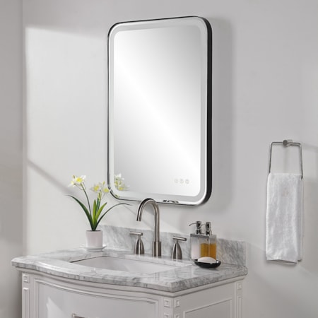 Crofton Lighted Black Vanity Mirror