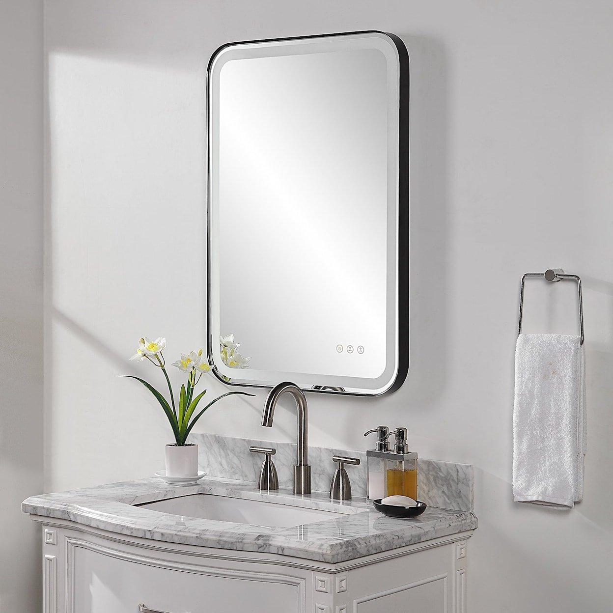 Uttermost Crofton Crofton Lighted Black Vanity Mirror