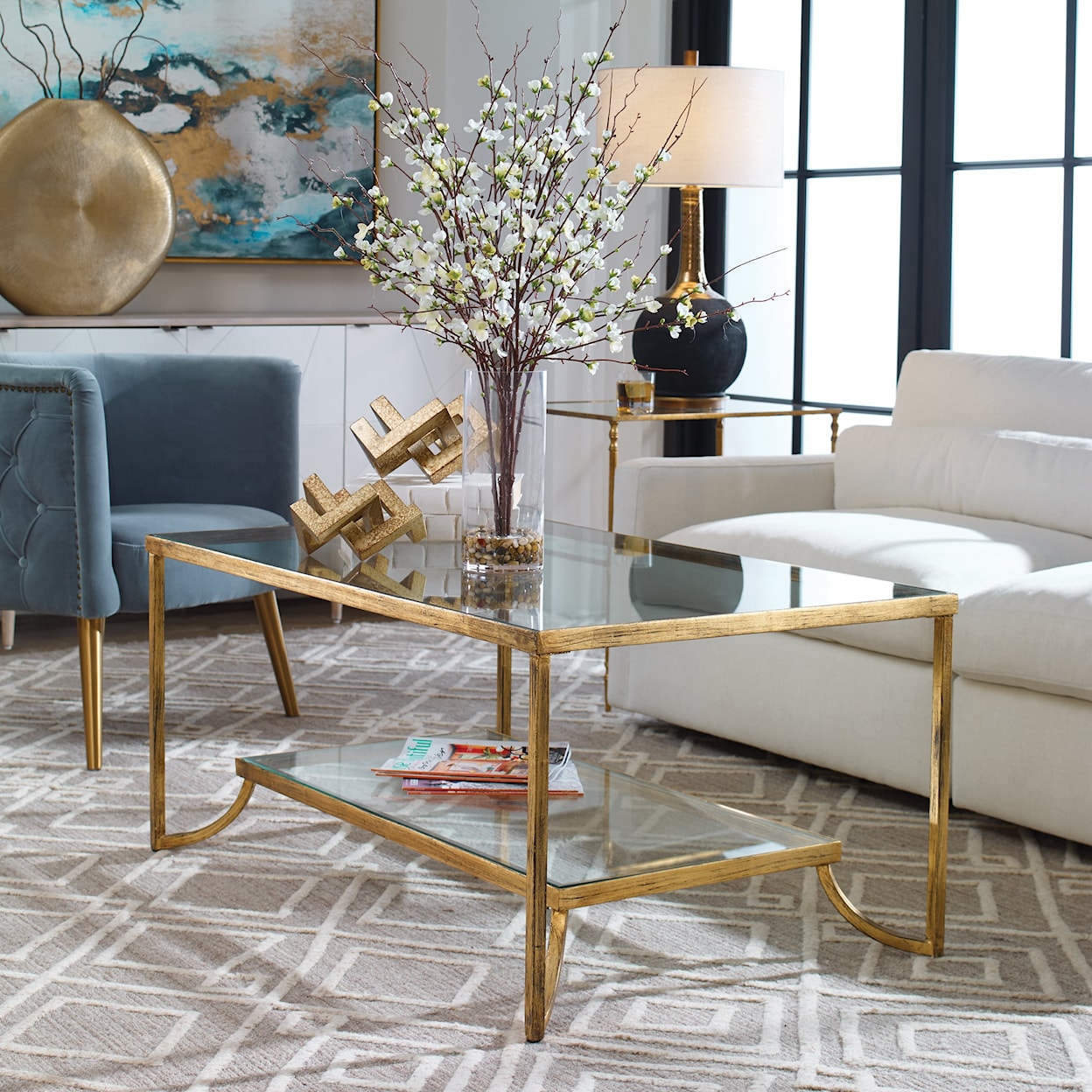 Uttermost Accent Furniture - Occasional Tables Katina Gold Leaf Coffee Table