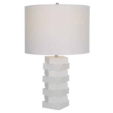 Contemporary White Geometric Table Lamp