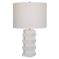 Contemporary White Geometric Table Lamp
