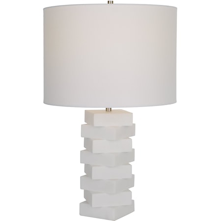 Ascent White Geometric Table Lamp