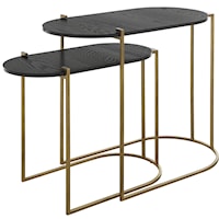 Contemporary Ash Veneer Nesting Tables, Set of 2