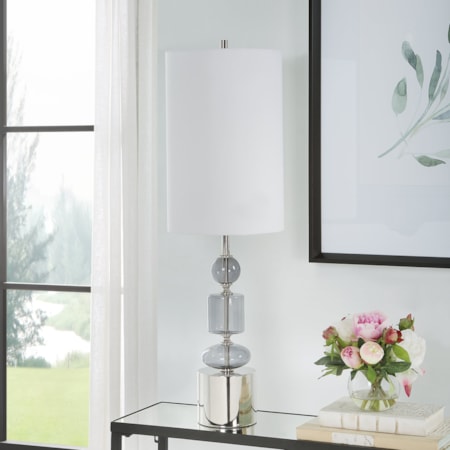 Gray Glass Buffet Lamp