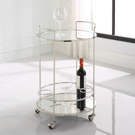 Chrome Bar Cart with Casters