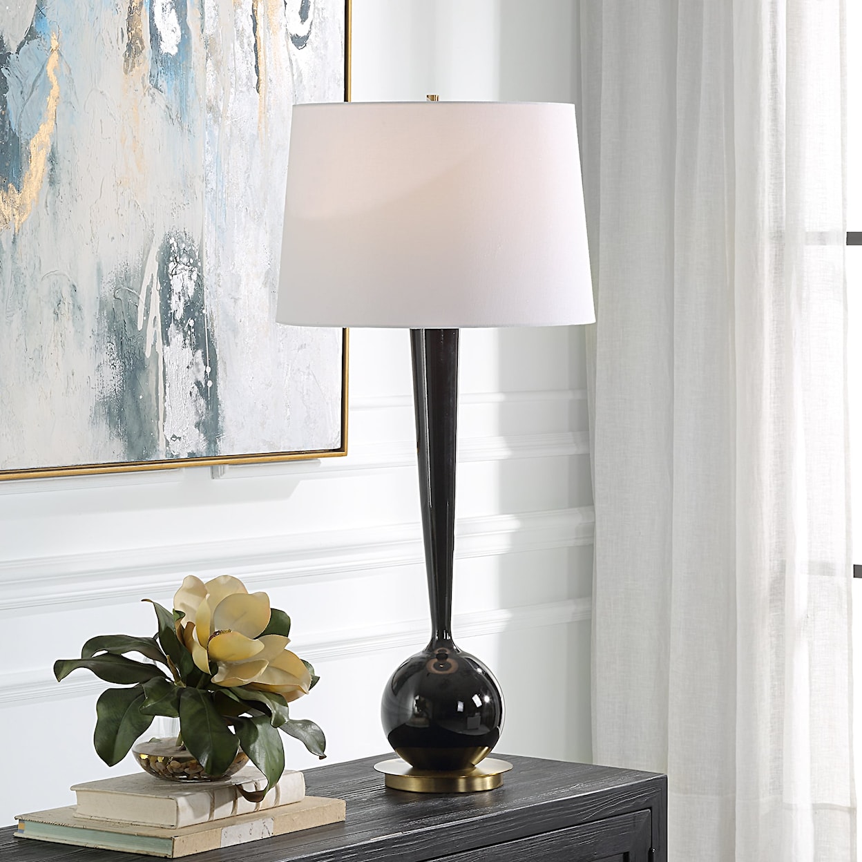 Uttermost Brielle Brielle Polished Black Table Lamp