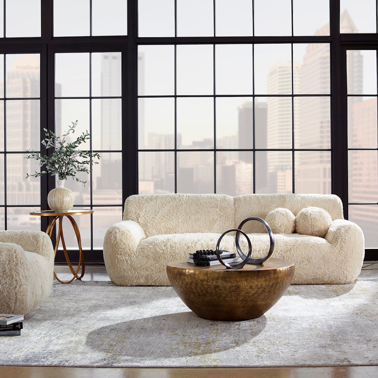 Uttermost Abide Abide Rounded Sheepskin Sofa