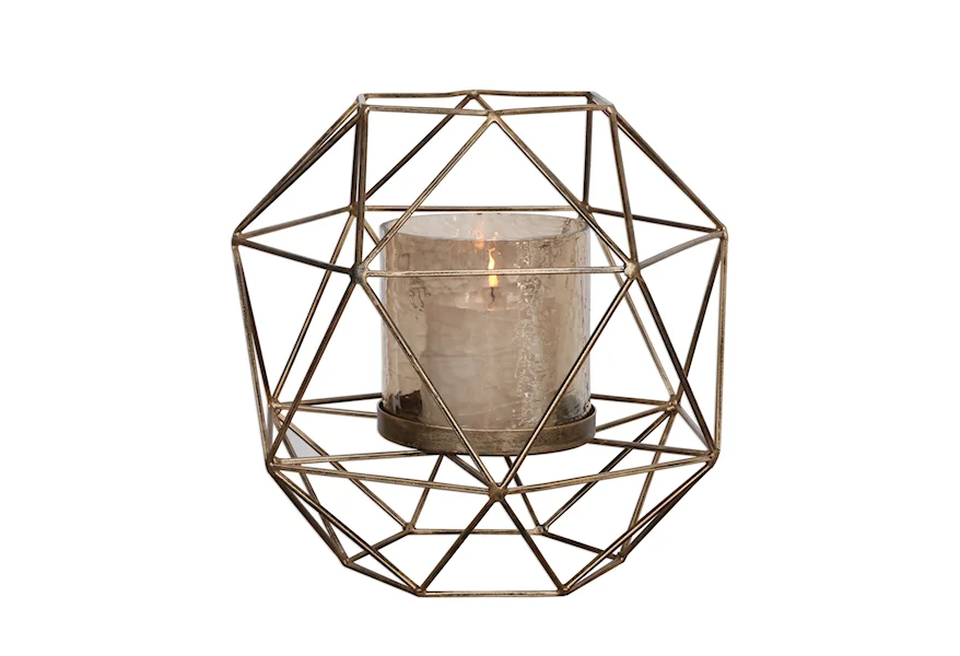 Accessories - Candle Holders Myah Geometric Gold Candleholder by Uttermost at Pedigo Furniture
