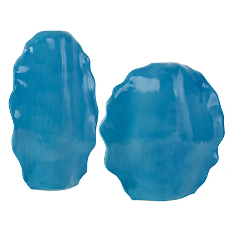 Ruffled Feathers Blue Vases, S/2