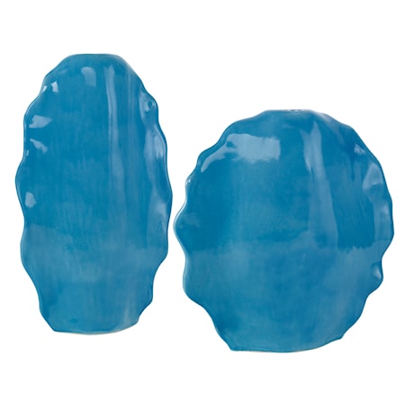 Ruffled Feathers Blue Vases S/2