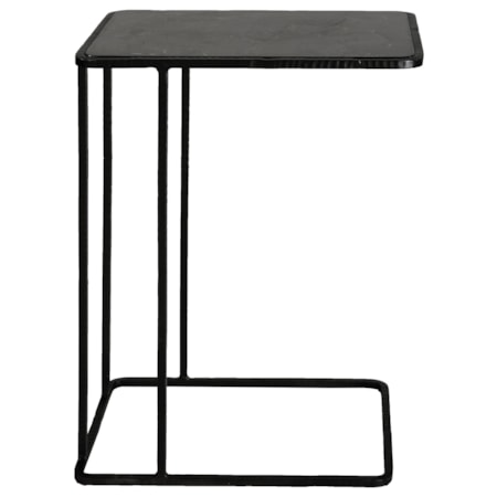 Iron Accent Table with Stone Top